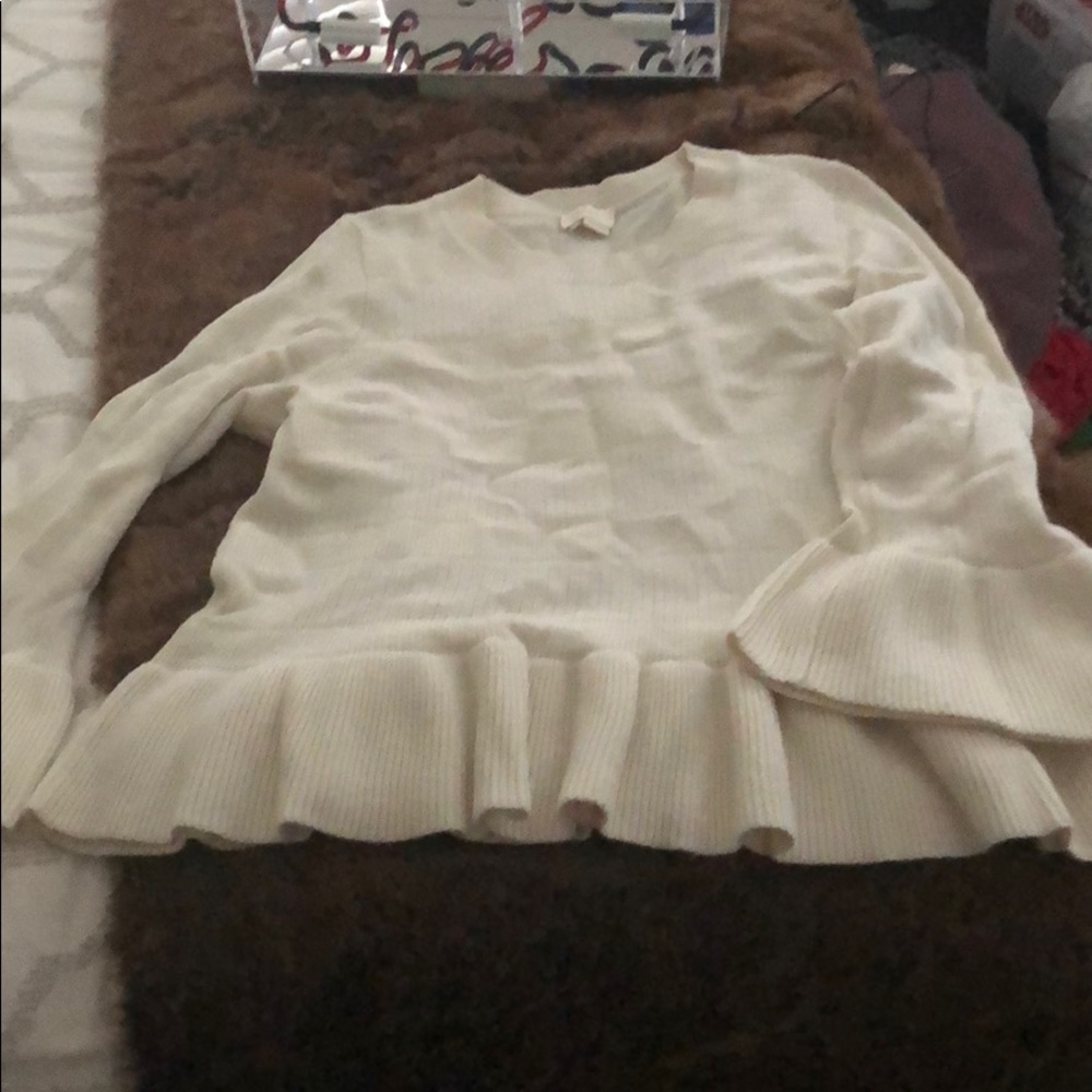 Kate spade cream peplum sweater size xl